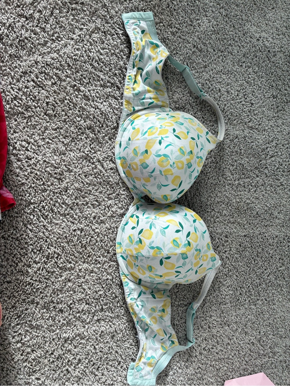 Floral Lemon Print Bra - Mint & Yellow